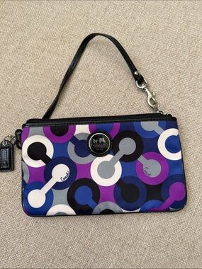 Coach Purple, Blue & Black Geometric Wristlet